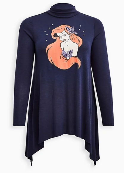 Disney Ariel Little Mermaid Sequin Pearl Turtleneck Sweater Mock Neck Top 1X 2X - Picture 5 of 5